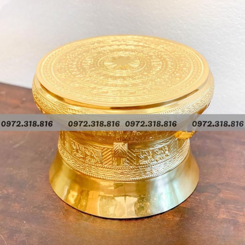 Quả Trống Đồng Dát Vàng 24k