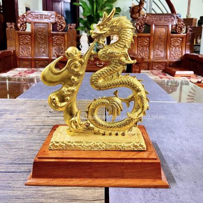 Tượng Rồng Chữ Phúc Dát Vàng 24K