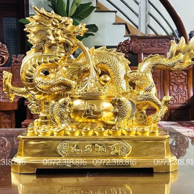 Tượng Rồng Vạn Sự Như Ý Dát Vàng 24k